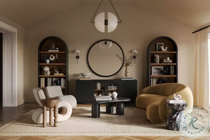 Marlow Black Wood Bookcase with File Drawer