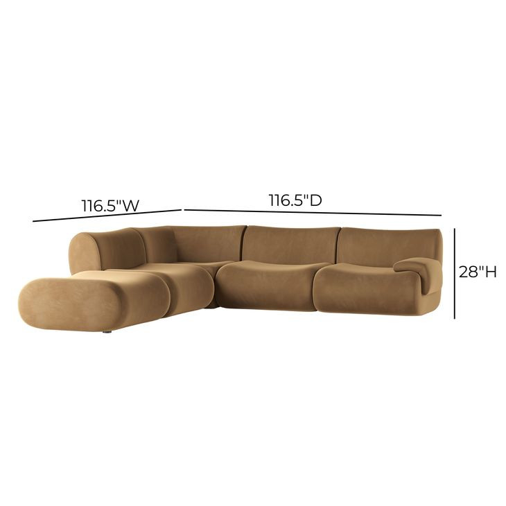 Zenith Latte Brown Velvet Modular Sectional with RAF Chair