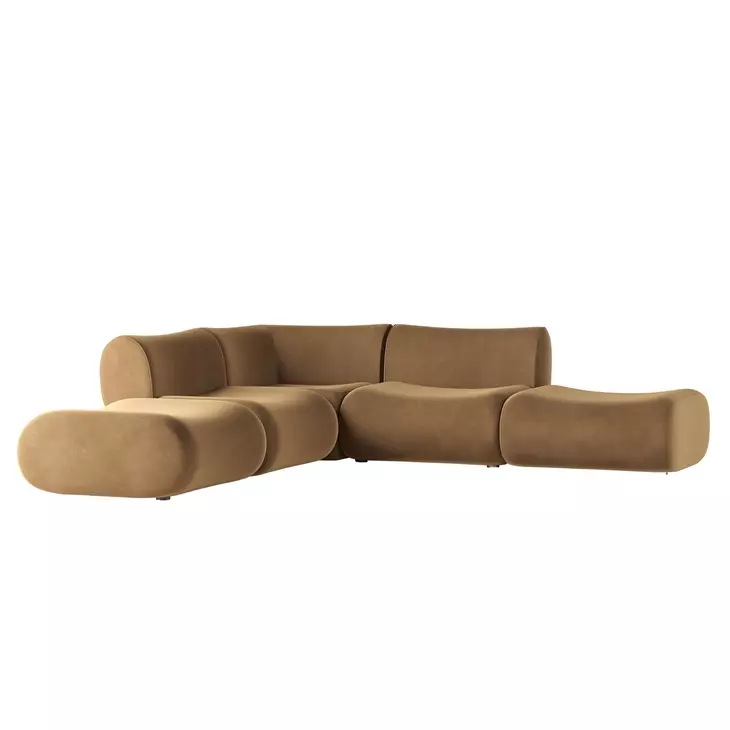 Zenith Latte Brown Velvet Modular 5-Piece Sectional
