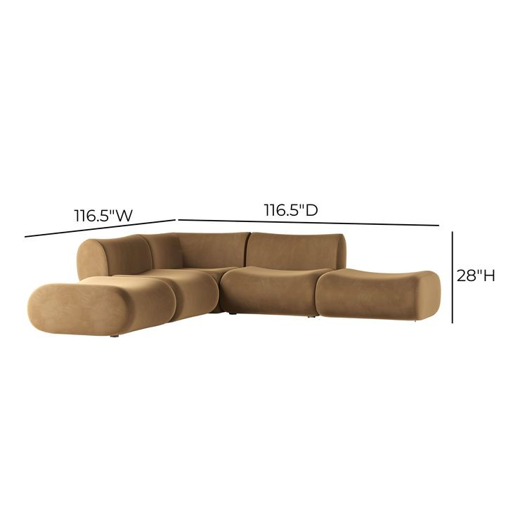 Zenith Latte Brown Velvet Modular 5-Piece Sectional
