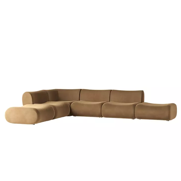 Zenith Latte Brown Velvet Modular Large L-Sectional