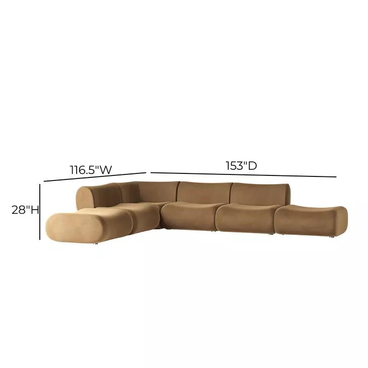 Zenith Latte Brown Velvet Modular Large L-Sectional