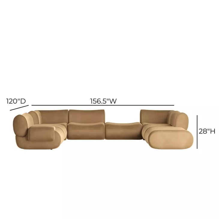 Zenith Latte Brown Velvet Modular Large LAF Sectional