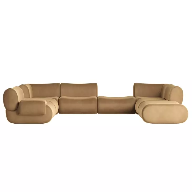 Zenith Latte Brown Velvet Modular Large LAF Sectional