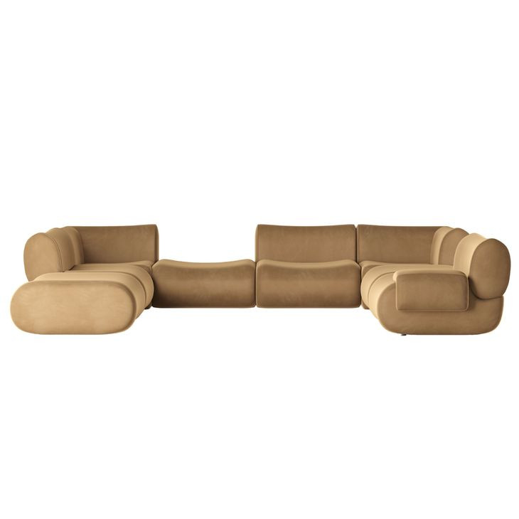 Zenith Latte Brown Velvet Modular Large RAF Sectional