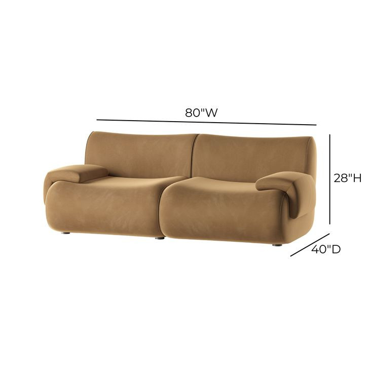 Zenith Latte Brown Velvet Modular 80" Loveseat