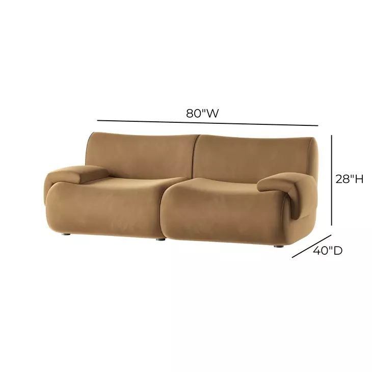 Zenith Latte Brown Velvet Modular 80" Loveseat