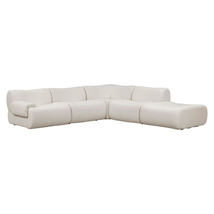 Zenith Cream Upcycled Fabric Modular Sectional with LAF Chair