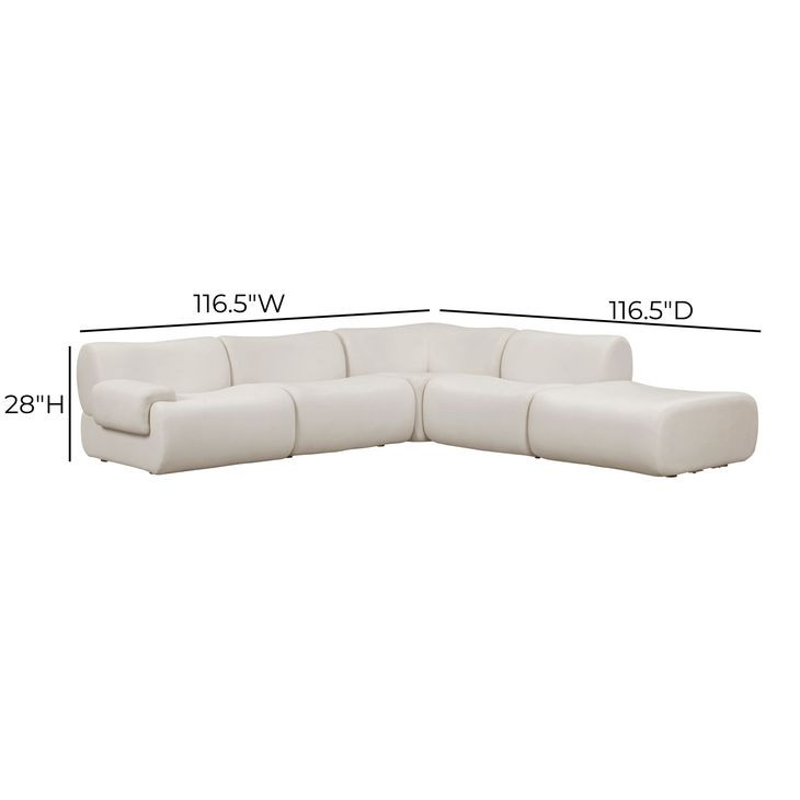 Zenith Cream Upcycled Fabric Modular Sectional with LAF Chair