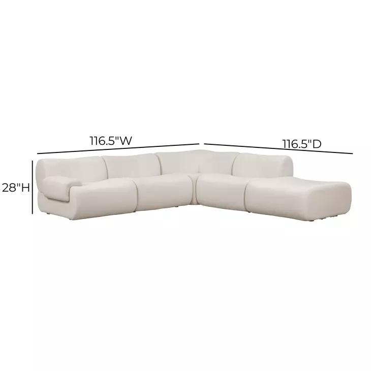 Zenith Cream Upcycled Fabric Modular Sectional with LAF Chair