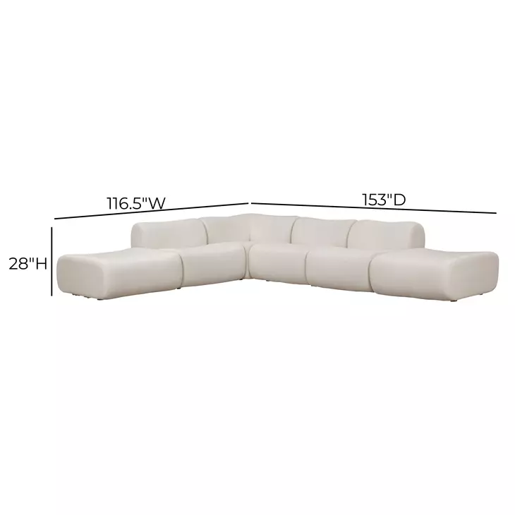 Zenith Cream Upcycled Fabric Modular Large L-Sectional