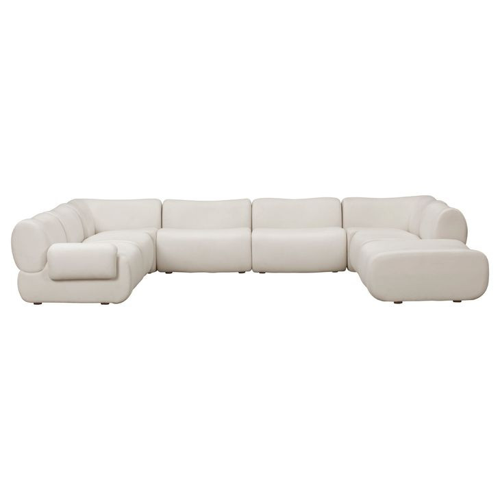 Zenith Cream Upcycled Fabric Modular U-Sectional with LAF Chair