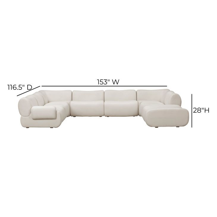 Zenith Cream Upcycled Fabric Modular U-Sectional with LAF Chair
