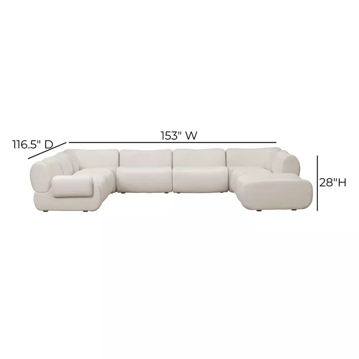 Zenith Cream Upcycled Fabric Modular U-Sectional with LAF Chair