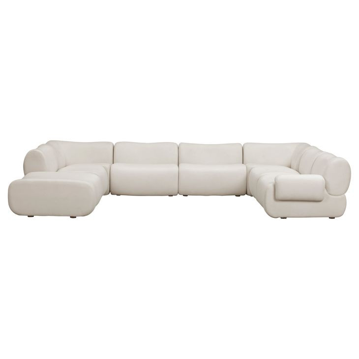 Zenith Cream Upcycled Fabric Modular U-Sectional with RAF Chair