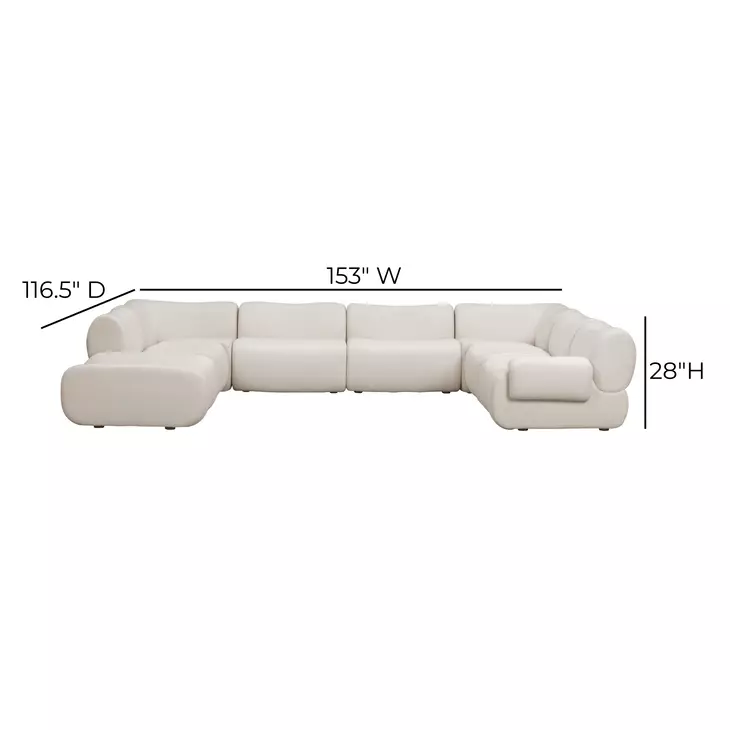 Zenith Cream Upcycled Fabric Modular U-Sectional with RAF Chair