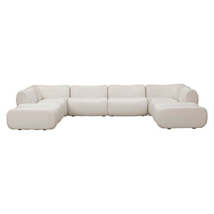 Zenith Cream Upcycled Fabric Modular U-Sectional