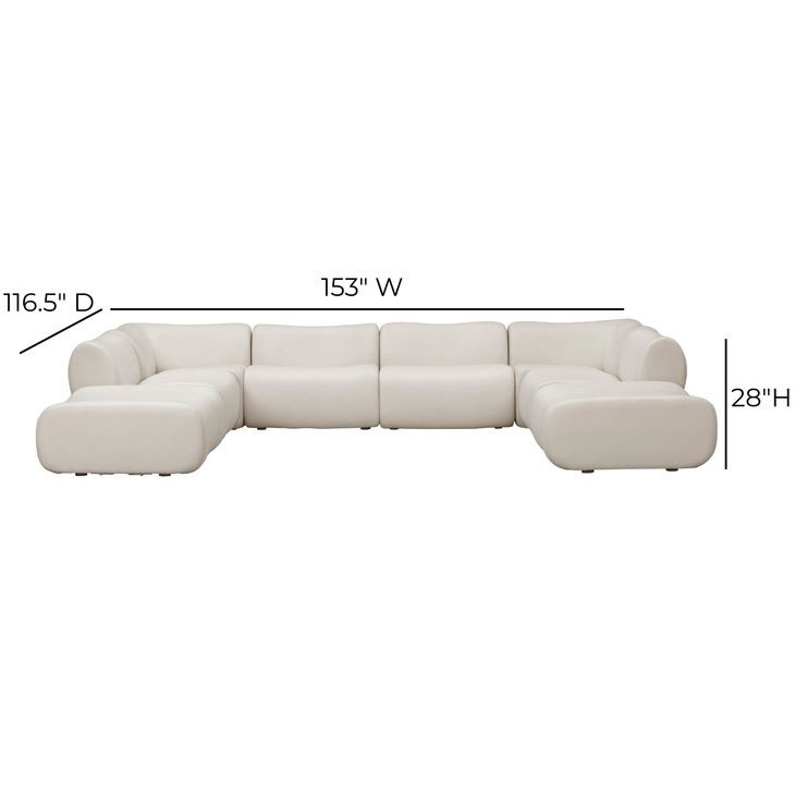 Zenith Cream Upcycled Fabric Modular U-Sectional