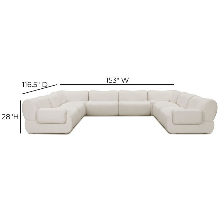 Zenith Cream Upcycled Fabric Modular Large U-Sectional
