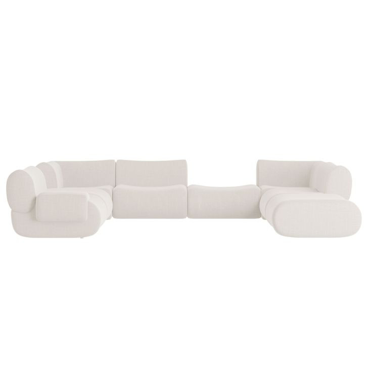 Zenith Cream Upcycled Fabric Modular Large LAF Sectional