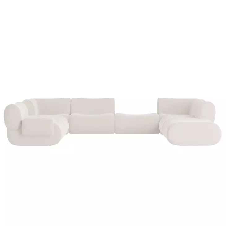 Zenith Cream Upcycled Fabric Modular Large LAF Sectional