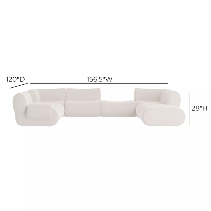 Zenith Cream Upcycled Fabric Modular Large LAF Sectional