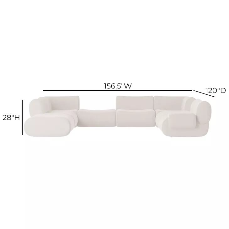 Zenith Cream Upcycled Fabric Modular Large RAF Sectional