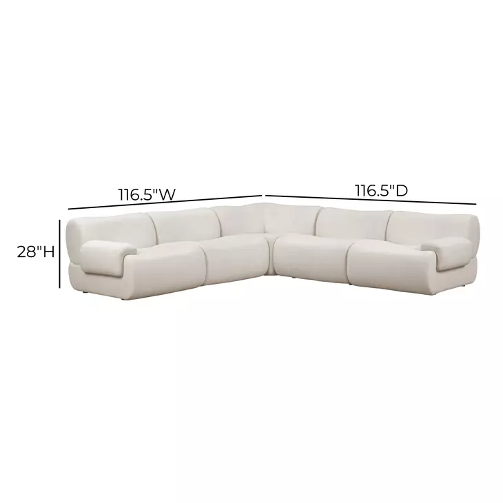 Zenith Cream Upcycled Fabric Modular L-Sectional