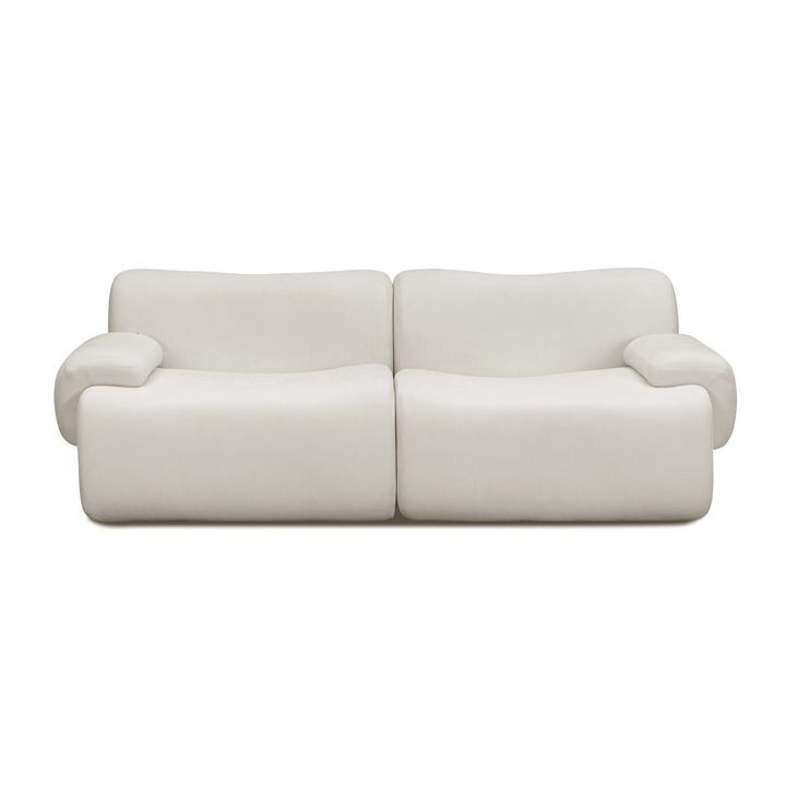 Zenith Cream Upcycled Fabric Modular Loveseat