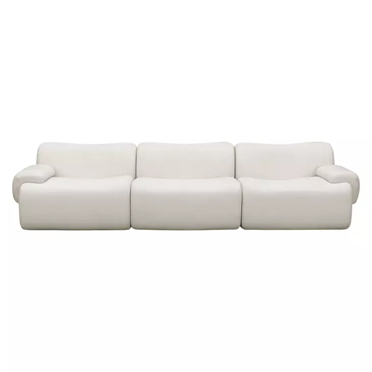 Zenith Cream Upcycled Fabric Modular 117" Sofa