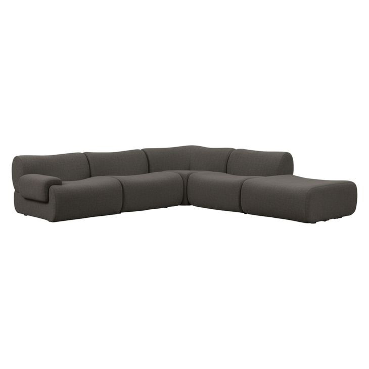 Zenith Charcoal Gray Upcycled Fabric Modular Sectional with LAF Chair