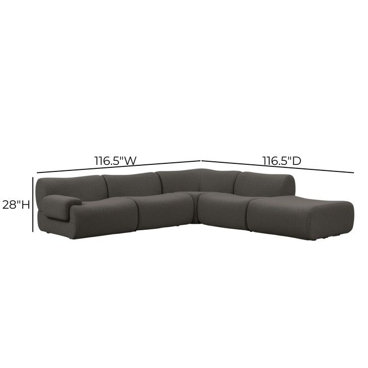 Zenith Charcoal Gray Upcycled Fabric Modular Sectional with LAF Chair