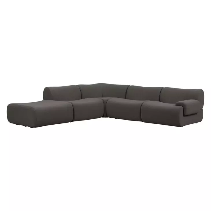 Zenith Charcoal Gray Upcycled Fabric Modular Sectional with RAF Chair