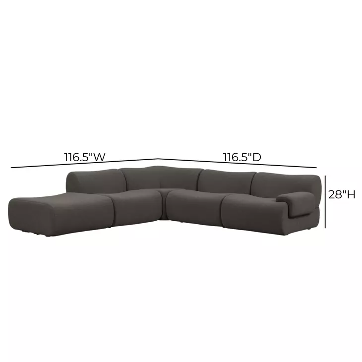 Zenith Charcoal Gray Upcycled Fabric Modular Sectional with RAF Chair