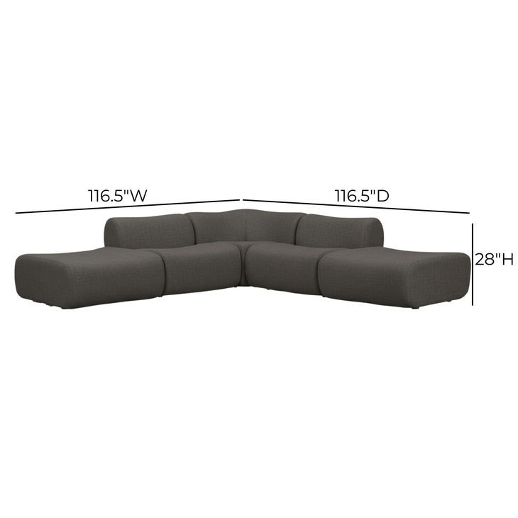 Zenith Charcoal Gray Upcycled Fabric Modular 5-Piece Sectional
