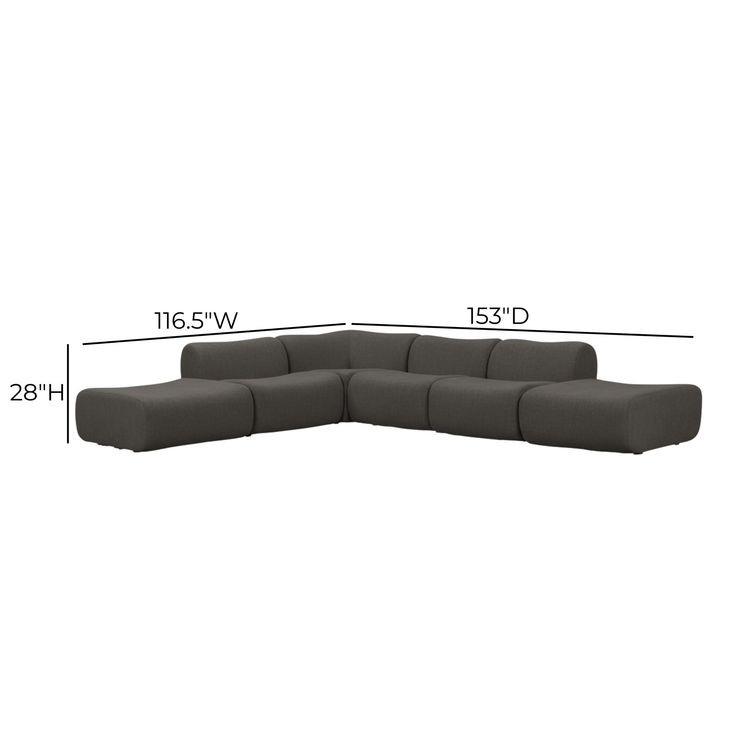 Zenith Charcoal Gray Upcycled Fabric Modular Sectional