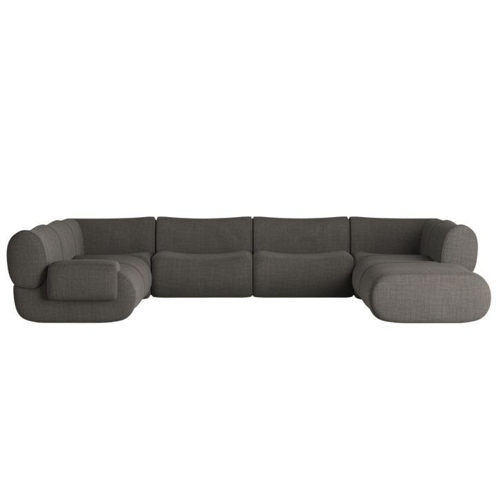 Zenith Charcoal Gray Upcycled Fabric Modular U-Sectional with LAF Chair