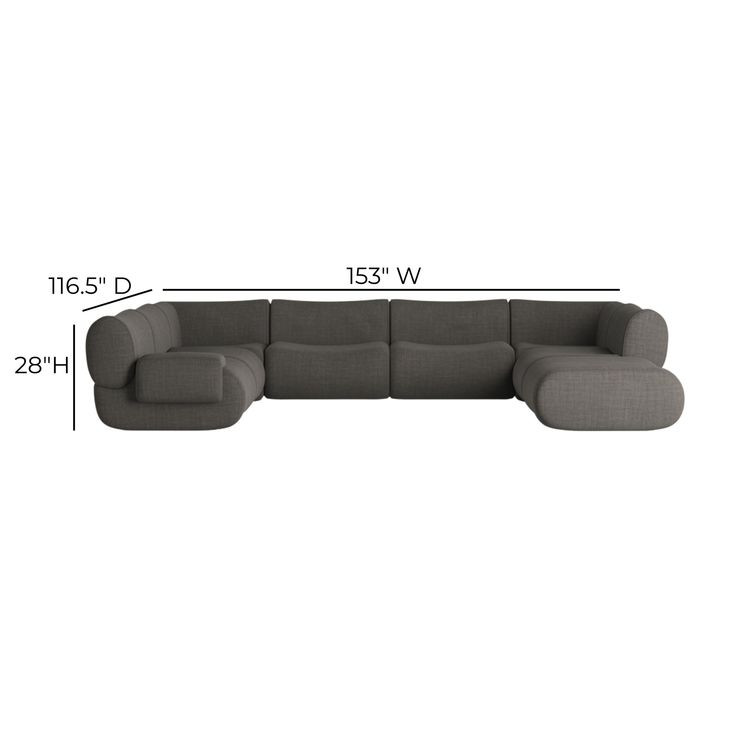 Zenith Charcoal Gray Upcycled Fabric Modular U-Sectional with LAF Chair