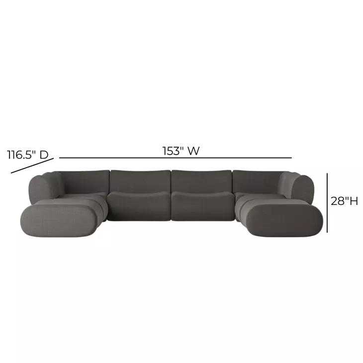 Zenith Charcoal Gray Upcycled Fabric Modular U-Sectional