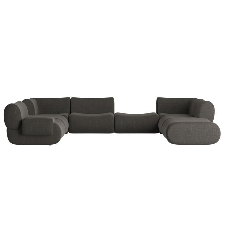 Zenith Charcoal Gray Upcycled Fabric Modular Large LAF Sectional