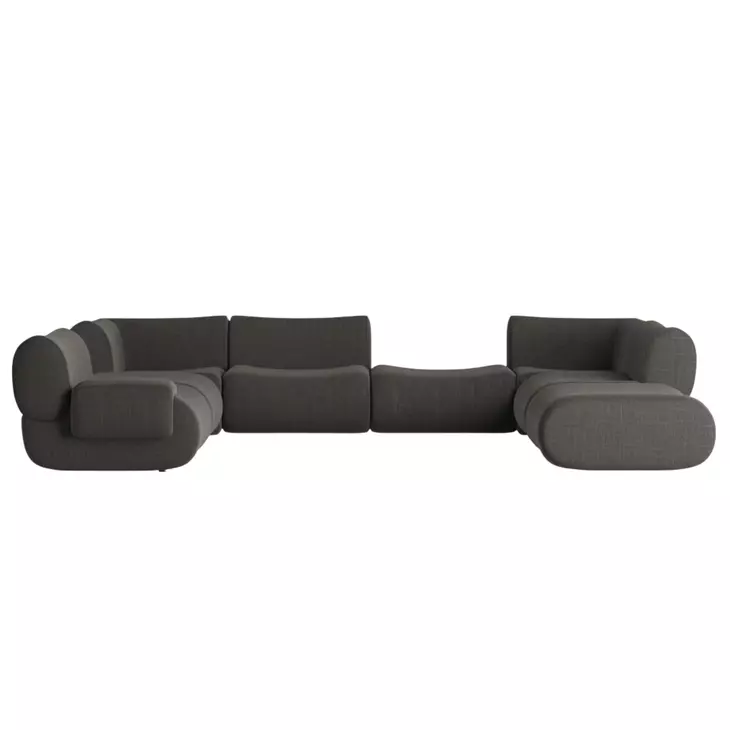 Zenith Charcoal Gray Upcycled Fabric Modular Large LAF Sectional