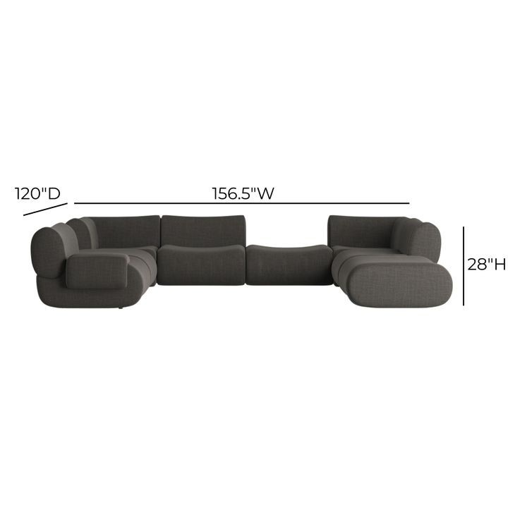 Zenith Charcoal Gray Upcycled Fabric Modular Large LAF Sectional