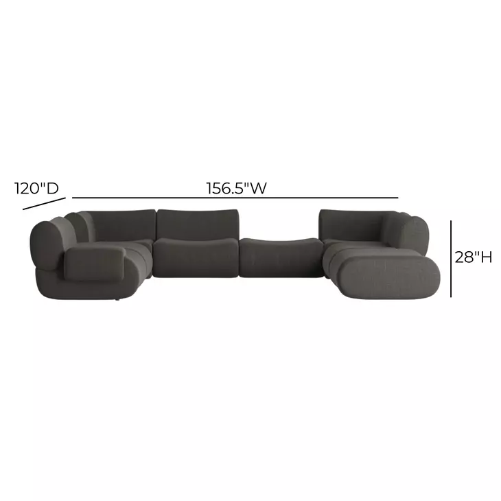 Zenith Charcoal Gray Upcycled Fabric Modular Large LAF Sectional