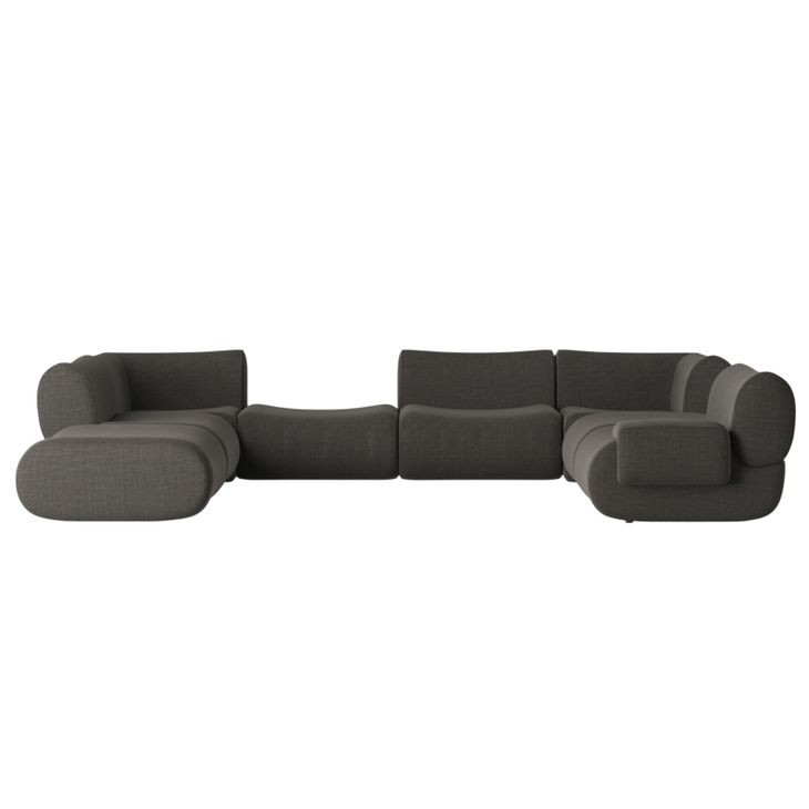 Zenith Charcoal Gray Upcycled Fabric Modular Large RAF Sectional