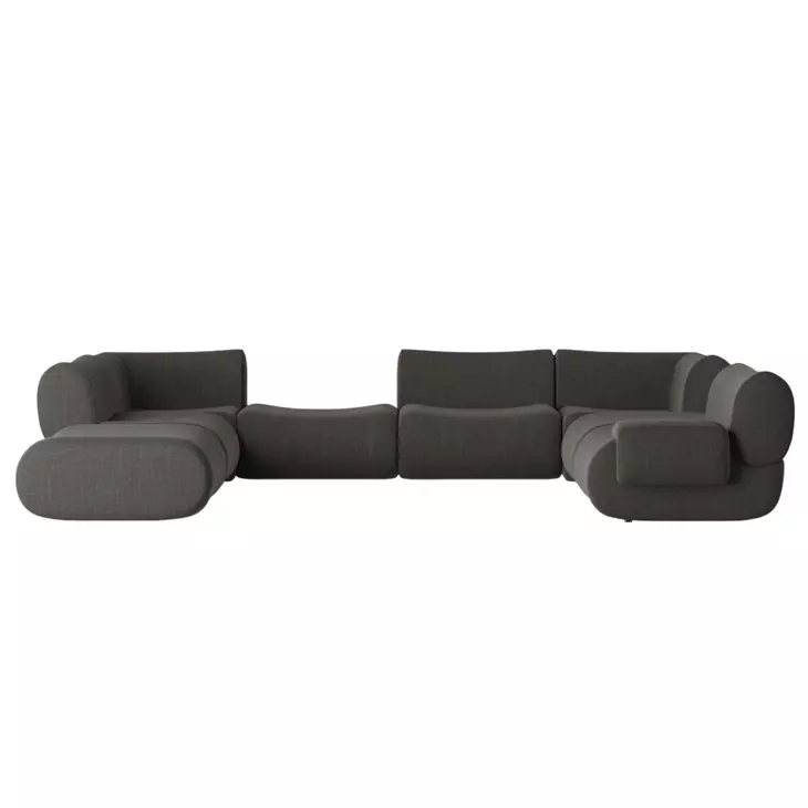 Zenith Charcoal Gray Upcycled Fabric Modular Large RAF Sectional