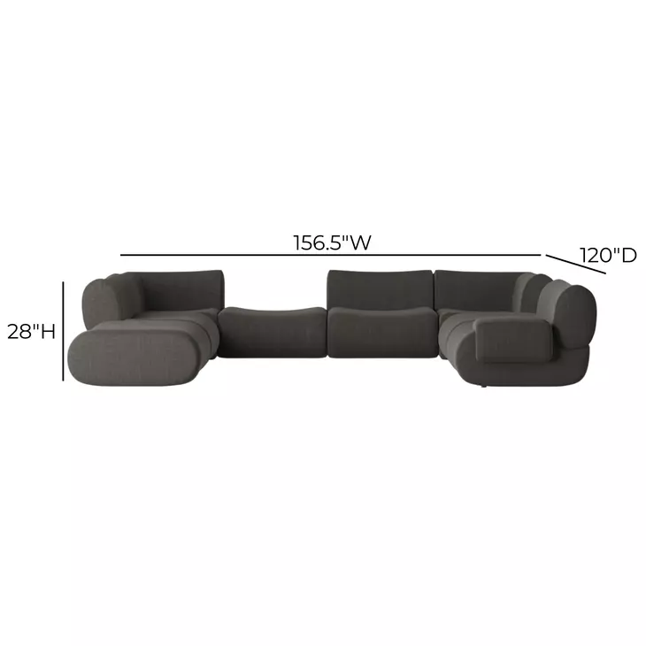 Zenith Charcoal Gray Upcycled Fabric Modular Large RAF Sectional