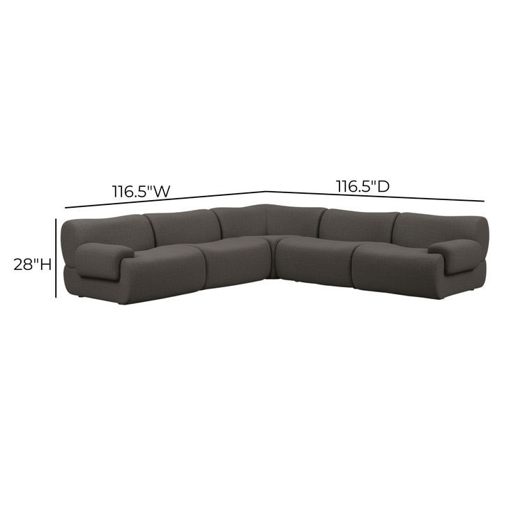 Zenith Charcoal Gray Upcycled Fabric Modular L-Sectional