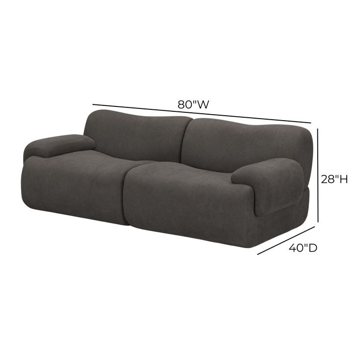 Zenith Charcoal Gray Upcycled Fabric Modular 80" Loveseat