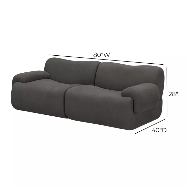 Zenith Charcoal Gray Upcycled Fabric Modular 80" Loveseat