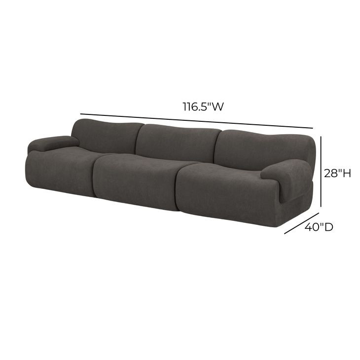 Zenith Charcoal Gray Upcycled Fabric Modular 117" Sofa